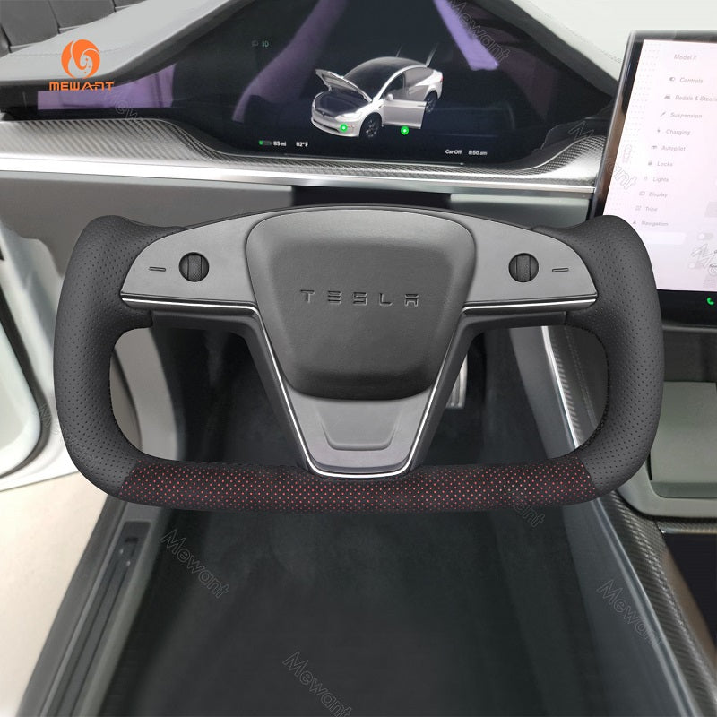 Mewant® Alcantara-Lenkradbezug für Tesla-Modelle S 2021-2023 / Modell X 2021-2023