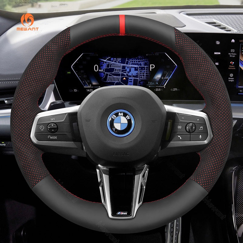 Mewant® Alcantara Car Steering Wheel Cover for BMW X1 U11 2023-2024 X2 U10 2024 2 Series U06 X1 U11 iX1 U11 X2 U10 iX2 U10 2022-2024