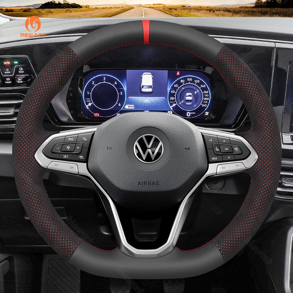 Mewant® Alcantara Car Steering Wheel Cover for Volkswagen VW Golf 8 ID.3 ID.4 Arteon Caddy Passat B8 Alltrack Variant T-Cross Tiguan Touareg  T6 California Caravelle Kombi Multivan Transporte