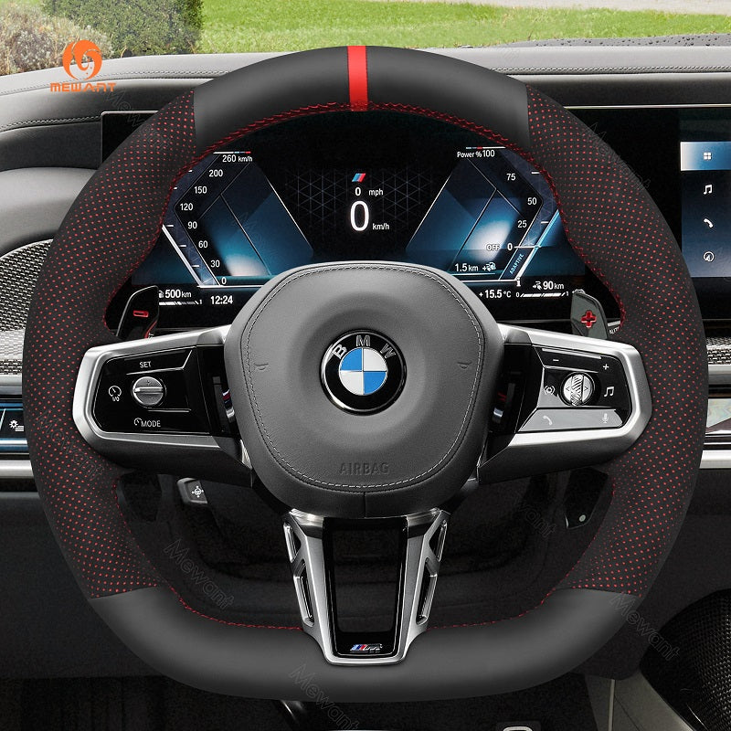 Mewant® Alcantara Car Steering Wheel Cover for BMW (M Sport) 5 Series G60 2024 7 Series G70 2023-2024 i5 G60 2024 i7 G70 2023-2024