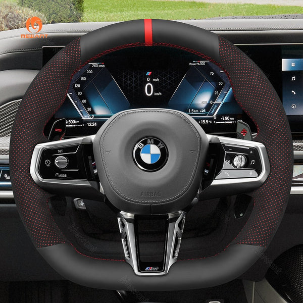 Mewant® Alcantara Car Steering Wheel Cover for BMW (M Sport) 5 Series G60 2024 7 Series G70 2023-2024 i5 G60 2024 i7 G70 2023-2024