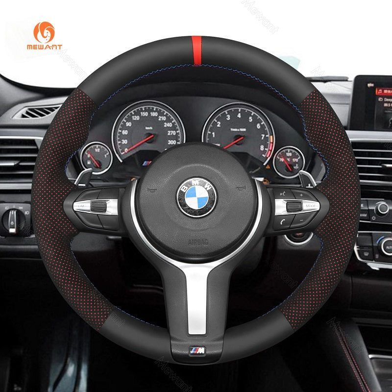 Mewant® Alcantara Car Steering Wheel Cover for BMW (M Sport)2Series F22 F23/3 Series F30 F34/4 Series F32 F33 F36/5 Series F10 F07/6 Series F12 F13 F06/X2 F39/X3 F25/X4 F26/X5 F15/X6 F16