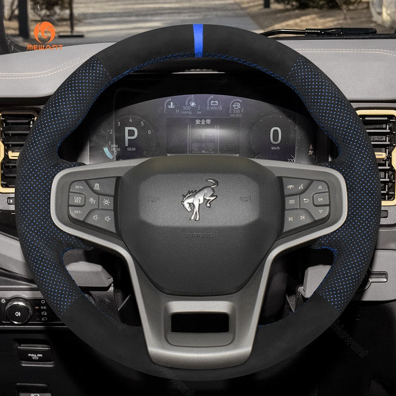 Mewant® Alcantara Car Steering Wheel Cover for Ford Bronco 2021-2024