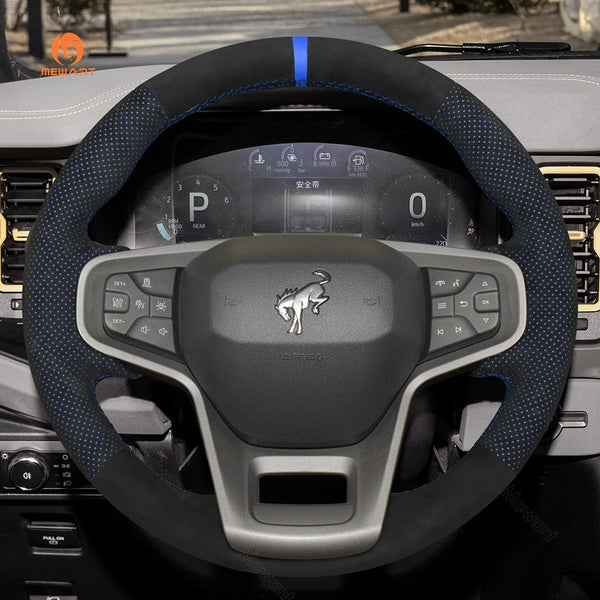 Mewant® Alcantara Car Steering Wheel Cover for Ford Bronco 2021-2024