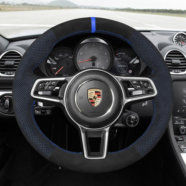 Mewant® Alcantara Car Steering Wheel Cover for Porsche 718 Boxster 718 Cayman 911 918 Spyder Cayenne Macan Panamera 2017-2021