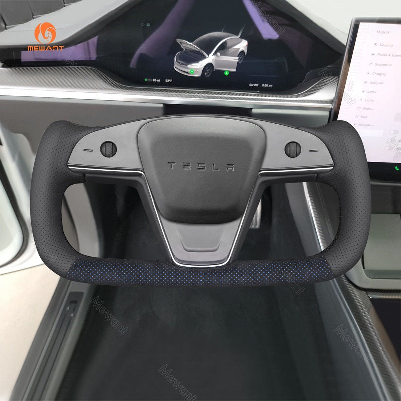 Mewant® Alcantara-Lenkradbezug für Tesla-Modelle S 2021-2023 / Modell X 2021-2023