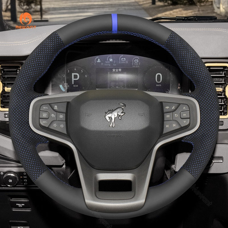 Mewant® Alcantara Car Steering Wheel Cover for Ford Bronco 2021-2024