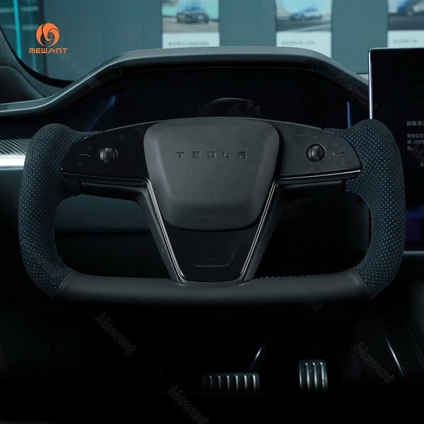 Mewant® Alcantara-Lenkradbezug für Tesla-Modelle S 2021-2023 / Modell X 2021-2023