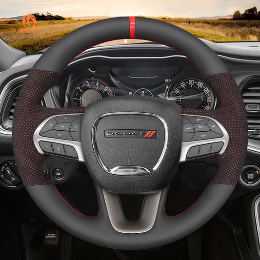Mewant® Alcantara Car Steering Wheel Cover for Dodge Challenger 2015-2023 Charger 2015-2023 Durango 2018-2023