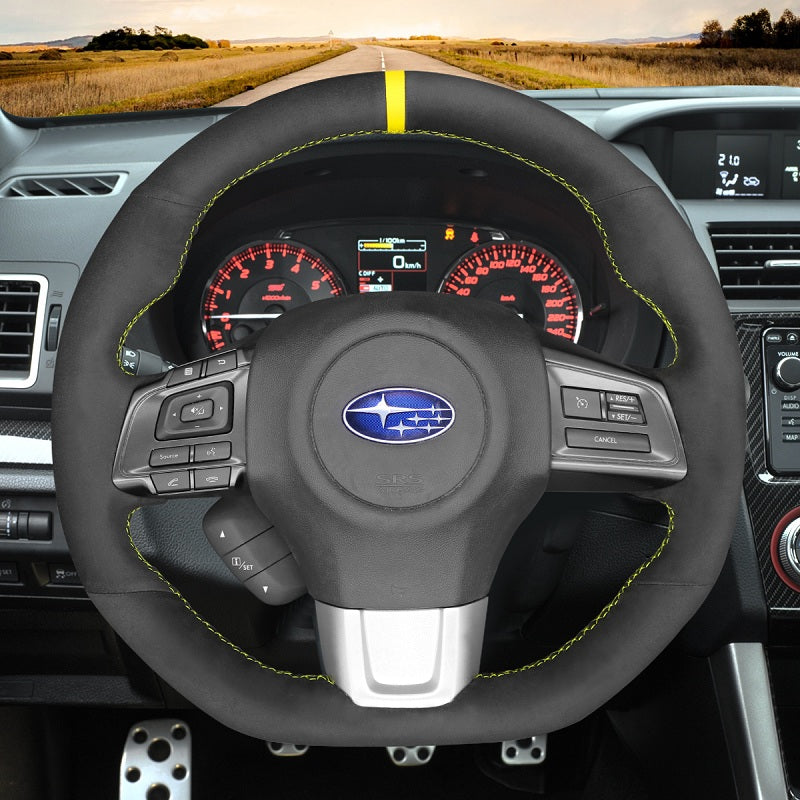Mewant® Alcantara Car Steering Wheel Cover for Subaru WRX WRX STI 2015-2021 Levorg STI 2014-2021
