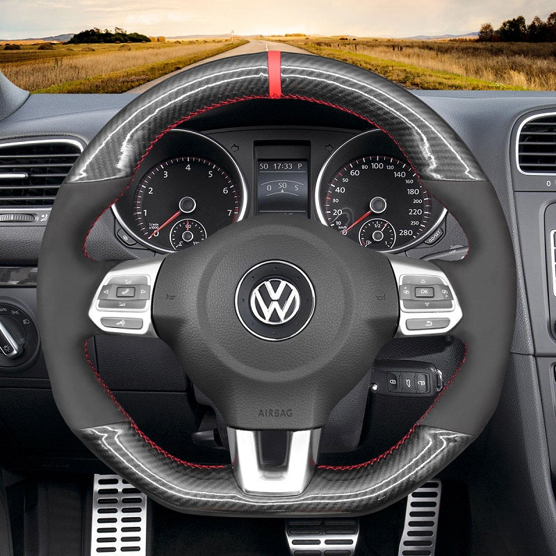 Mewant® Alcantara Car Steering Wheel Cover for Golf 6 (VI) GTI Polo GTI Polo (R-Line) Scirocco CC (R-Line) Tiguan (R-Line)