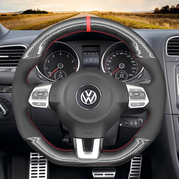 Mewant® Alcantara Car Steering Wheel Cover for Golf 6 (VI) GTI Polo GTI Polo (R-Line) Scirocco CC (R-Line) Tiguan (R-Line)