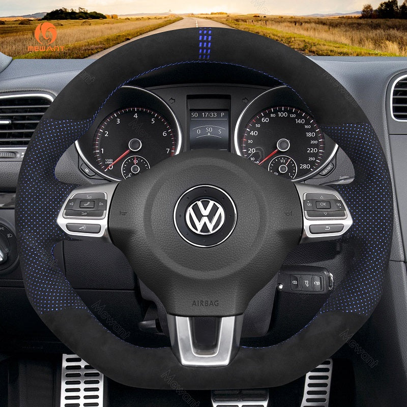 Mewant® Alcantara Car Steering Wheel Cover for Golf 6 (VI) GTI Polo GTI Polo (R-Line) Scirocco CC (R-Line) Tiguan (R-Line)