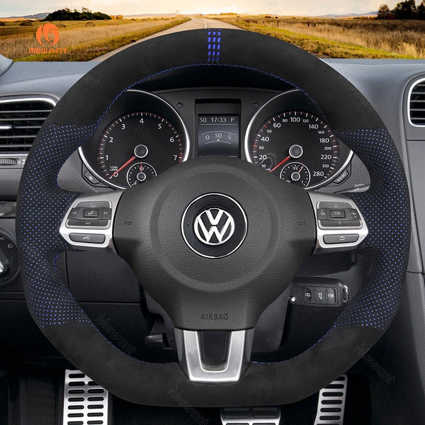 Mewant® Alcantara Car Steering Wheel Cover for Golf 6 (VI) GTI Polo GTI Polo (R-Line) Scirocco CC (R-Line) Tiguan (R-Line)