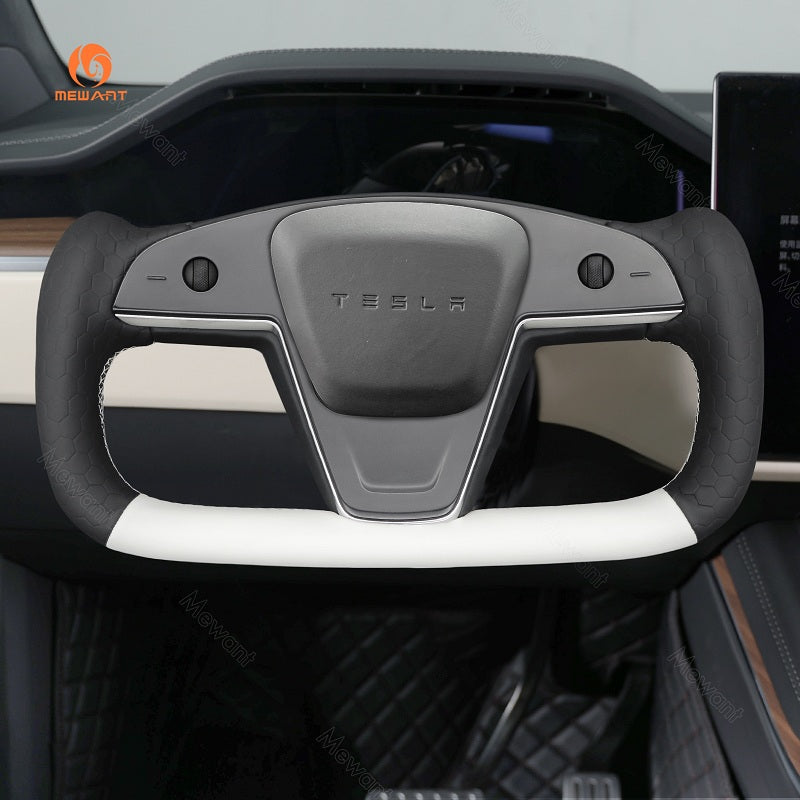 Mewant® Alcantara-Lenkradbezug für Tesla-Modelle S 2021-2023 / Modell X 2021-2023