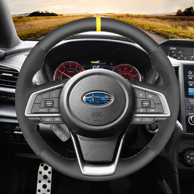 Mewant® Alcantara Car Steering Wheel Cover for Subaru Forester 2019-2024 / Outback 2018-2024 / Ascent 2019-2024 / Crosstrek 2018-2024 / Impreza 2017-2024 / Legacy 2018-2024