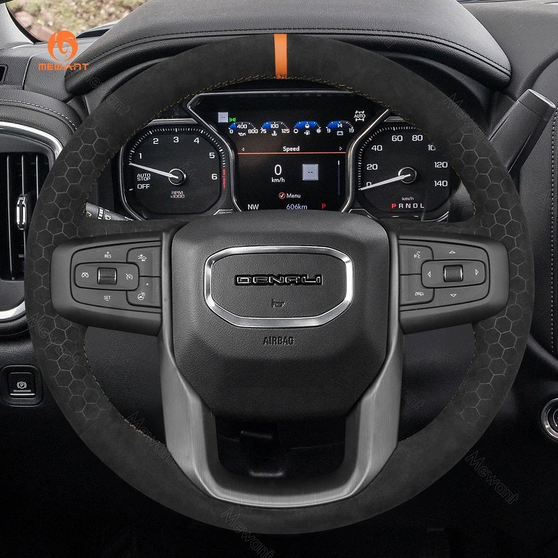 Mewant® Alcantara Car Steering Wheel Cover for GMC Sierra 1500 Sierra 1500 Limited Sierra 2500 Sierra 3500 Yukon (XL)