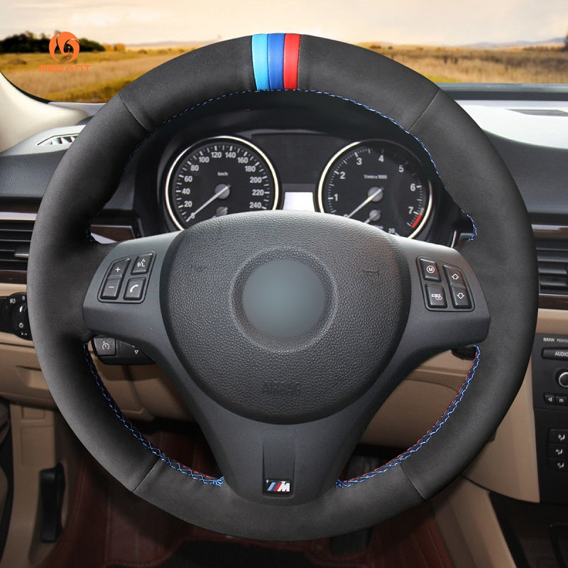 Mewant® Alcantara Car Steering Wheel Cover for BMW 1Series E87(5doorHatchback) E81 (3 door Hatchback) E82 (Coupe) E88 (Convertible) M E82;3 Series E90 (Sedan) E91 (Touring) E92 (Coupe) E93 (Convertible) X1 E84 M3 E90 M3 E92 M3 E93
