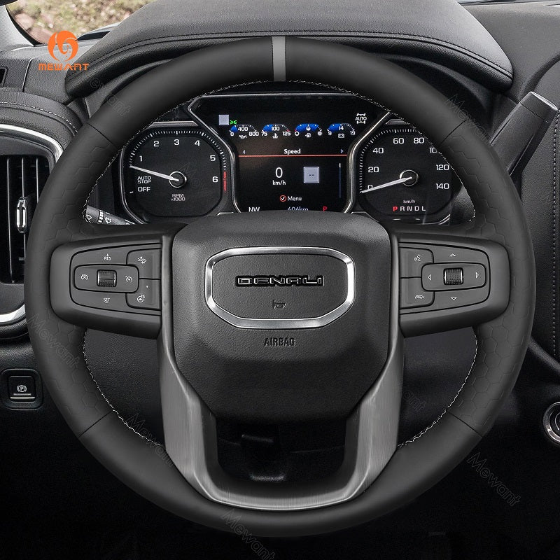 Mewant® Alcantara Car Steering Wheel Cover for GMC Sierra 1500 Sierra 1500 Limited Sierra 2500 Sierra 3500 Yukon (XL)