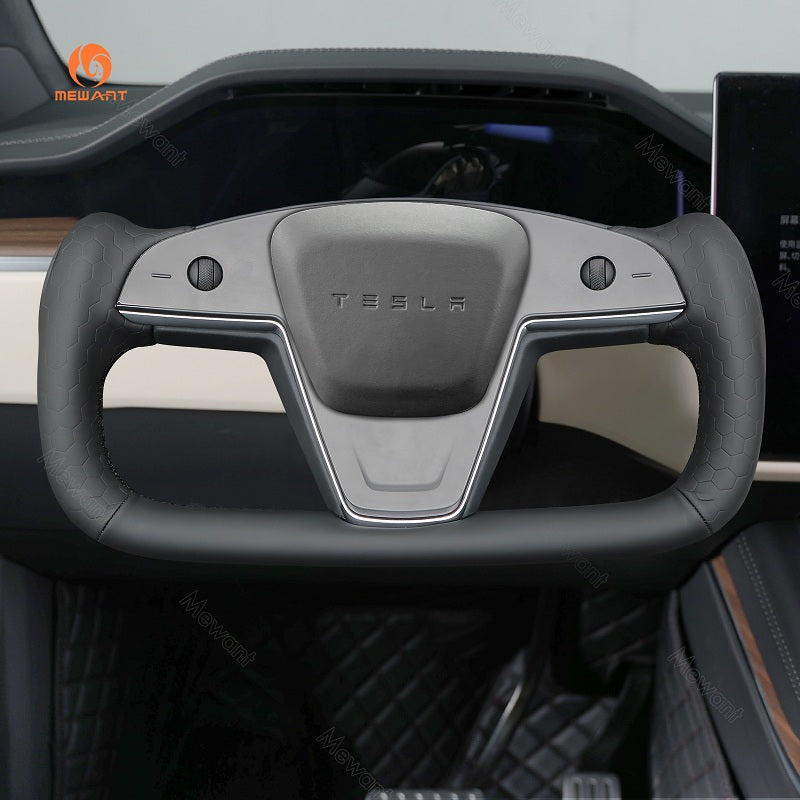 Mewant® Alcantara-Lenkradbezug für Tesla-Modelle S 2021-2023 / Modell X 2021-2023