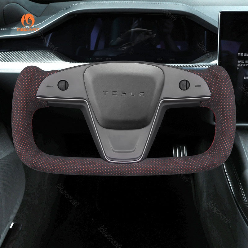 Mewant® Alcantara-Lenkradbezug für Tesla-Modelle S 2021-2023 / Modell X 2021-2023