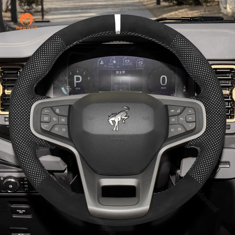 Mewant® Alcantara Car Steering Wheel Cover for Ford Bronco 2021-2024
