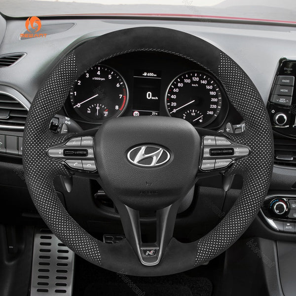 Mewant® Alcantara Car Steering Wheel Cover for Hyundai Elantra (N Line) Elantra N Kona N Veloster N 2019-2022