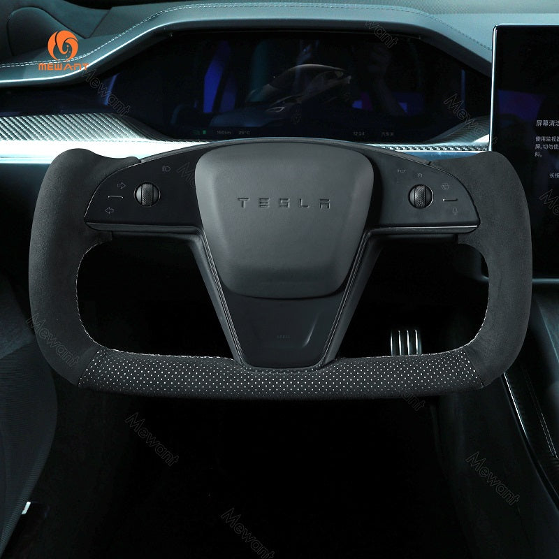Mewant® Alcantara-Lenkradbezug für Tesla-Modelle S 2021-2023 / Modell X 2021-2023
