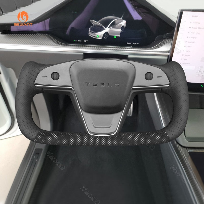 Mewant® Alcantara-Lenkradbezug für Tesla-Modelle S 2021-2023 / Modell X 2021-2023