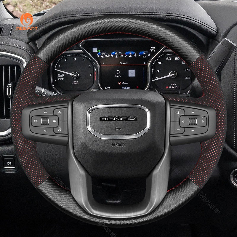 Mewant® Alcantara Car Steering Wheel Cover for GMC Sierra 1500 Sierra 1500 Limited Sierra 2500 Sierra 3500 Yukon (XL)