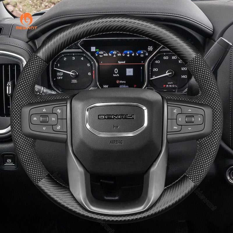 Mewant® Alcantara Car Steering Wheel Cover for GMC Sierra 1500 Sierra 1500 Limited Sierra 2500 Sierra 3500 Yukon (XL)