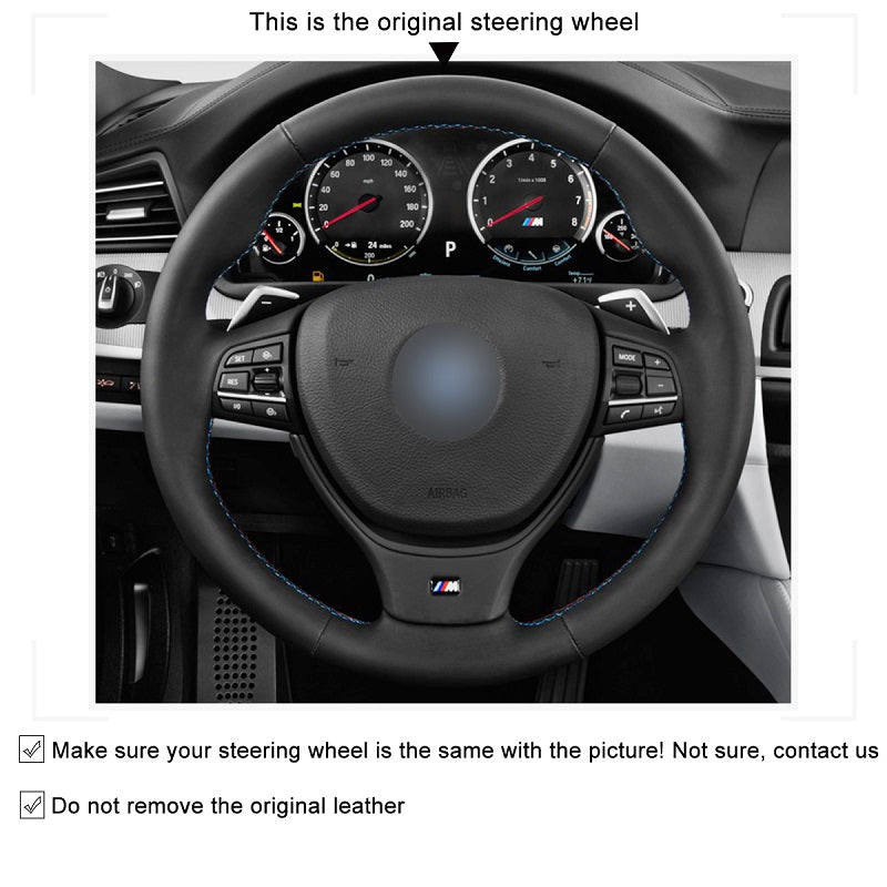 Mewant® Alcantara Car Steering Wheel Cover for BMW 5 Series M Sport F10 F11 F07 6 Series F12 F13 F06 7 Series F01 F02 M5 F10