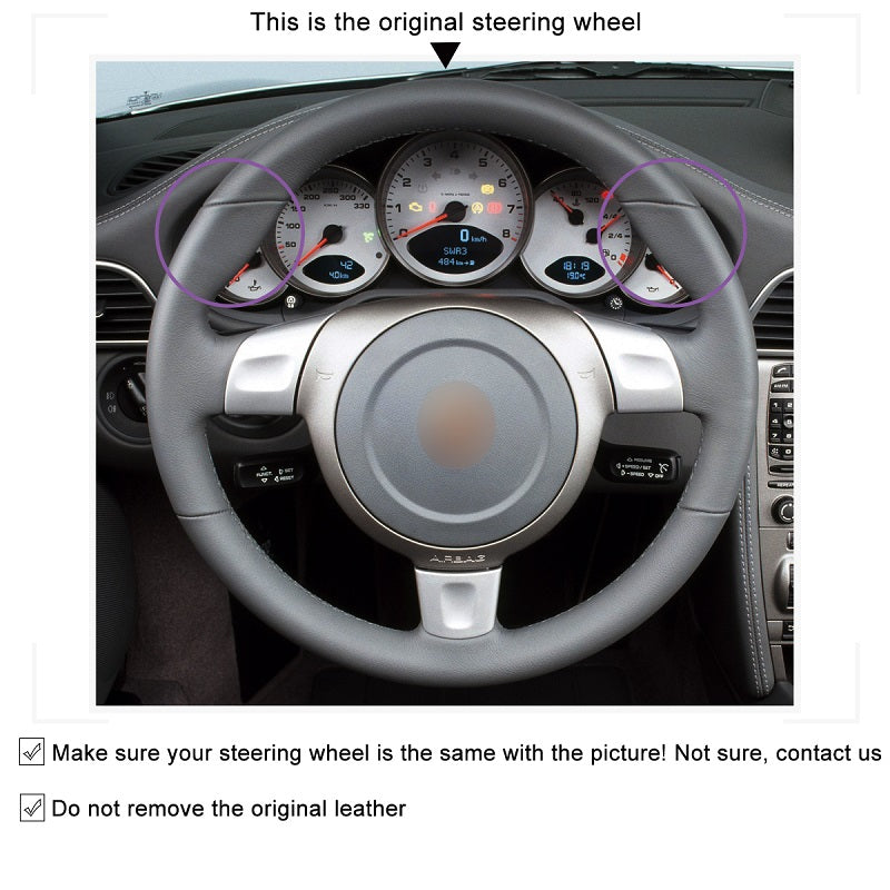 Mewant® Alcantara Car Steering Wheel Cover for Porsche 911 (997) 2005-2009 Boxster (987) 2005-2009 Cayman (987) 2006-2009