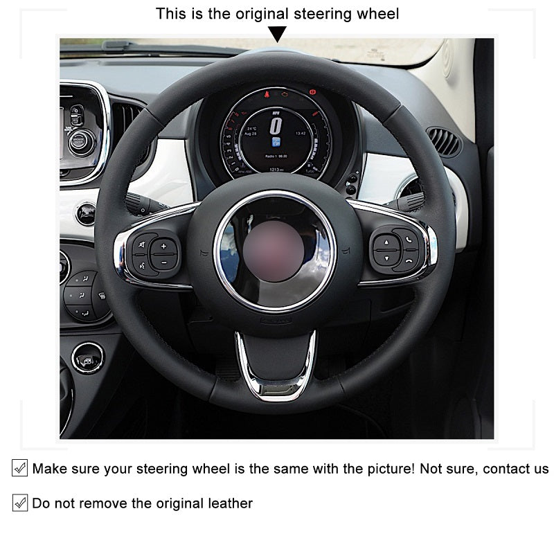 Mewant® Alcantara Car Steering Wheel Cover for Fiat 500 2015-2021 / 500C 2016-2021