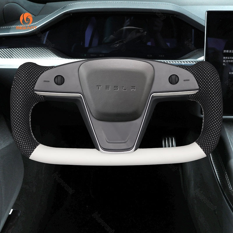 Mewant® Alcantara-Lenkradbezug für Tesla-Modelle S 2021-2023 / Modell X 2021-2023