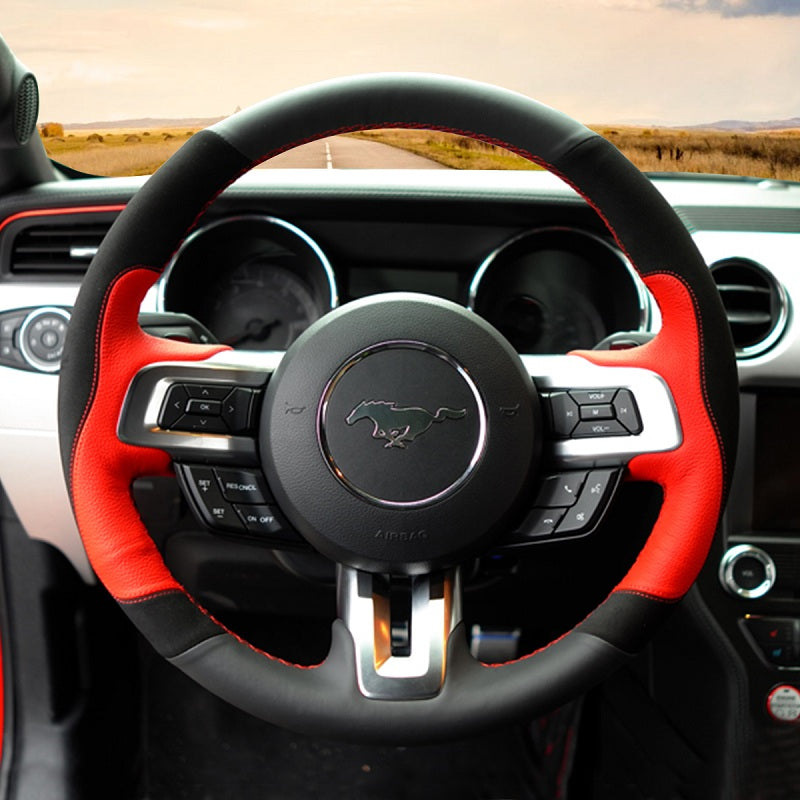 Mewant® Alcantara Car Steering Wheel Cover for Ford Mustang 2015-2023