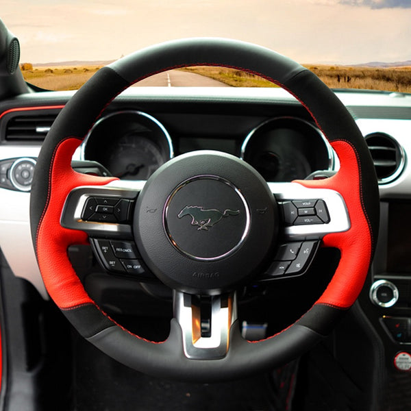 Mewant® Alcantara Car Steering Wheel Cover for Ford Mustang 2015-2023