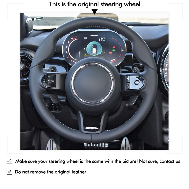 Mewant® Alcantara Car Steering Wheel Cover for Mini Clubman 2022-2023 Convertible Countryman Hardtop Hatchback Electric Hatch