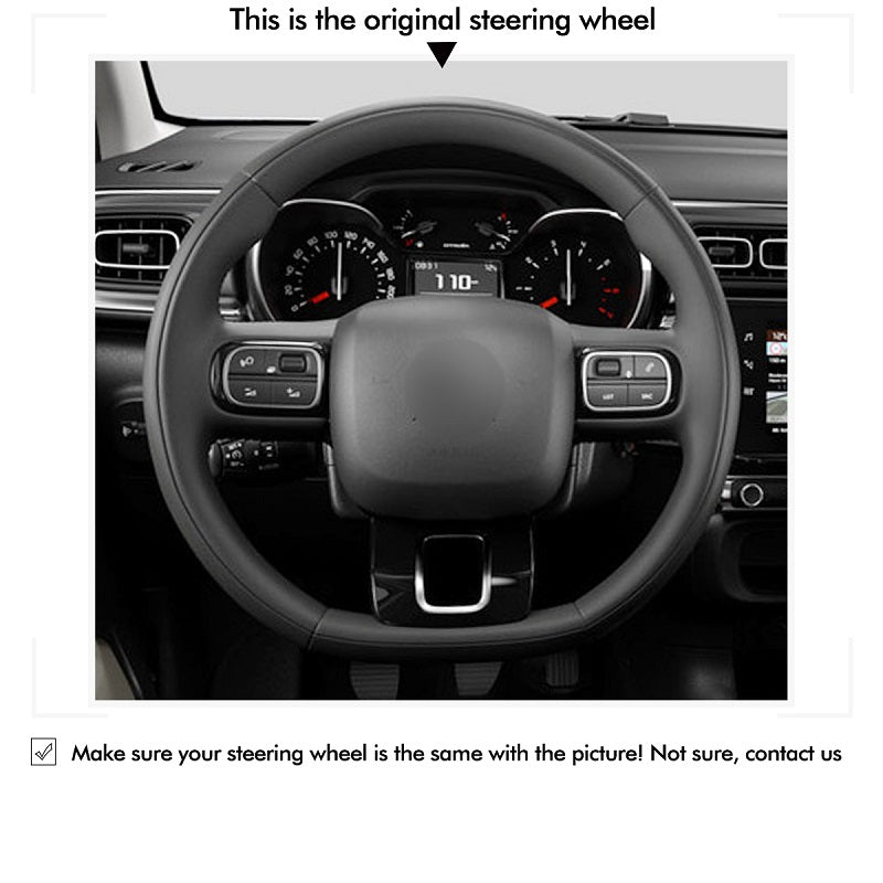 Mewant® Alcantara Car Steering Wheel Cover for Citroen C3 2016-2022 / C3 Aircross 2017-2022 / C5 Aircross 2018-2022 / Berlingo 2018-2022