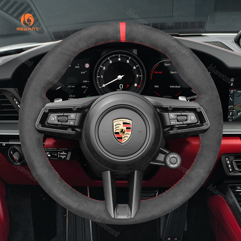 Mewant® Alcantara Car Steering Wheel Cover for Porsche Macan 2021-2022 / Panamera 2020-2022