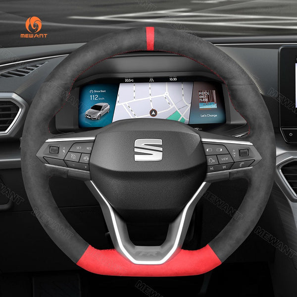 Mewant® Alcantara Car Steering Wheel Cover for SEAT Leon IV 2020-2022 Ibiza 6F 2021-2022 Ateca 2020-2022 Arona 2021-2022 Tarraco 2020-2022