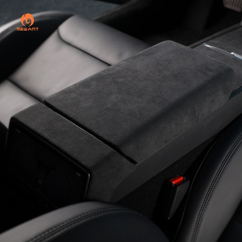 Mewant Alcantara Center Console Non-Slip Armrest Cover for Tesla Model 3 nap-on Install Armrest Cover