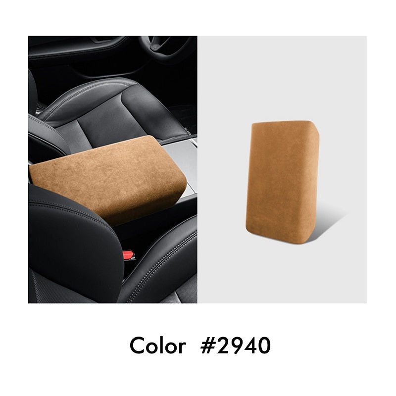 Mewant Alcantara Center Console Non-Slip Armrest Cover for Tesla Model 3 nap-on Install Armrest Cover