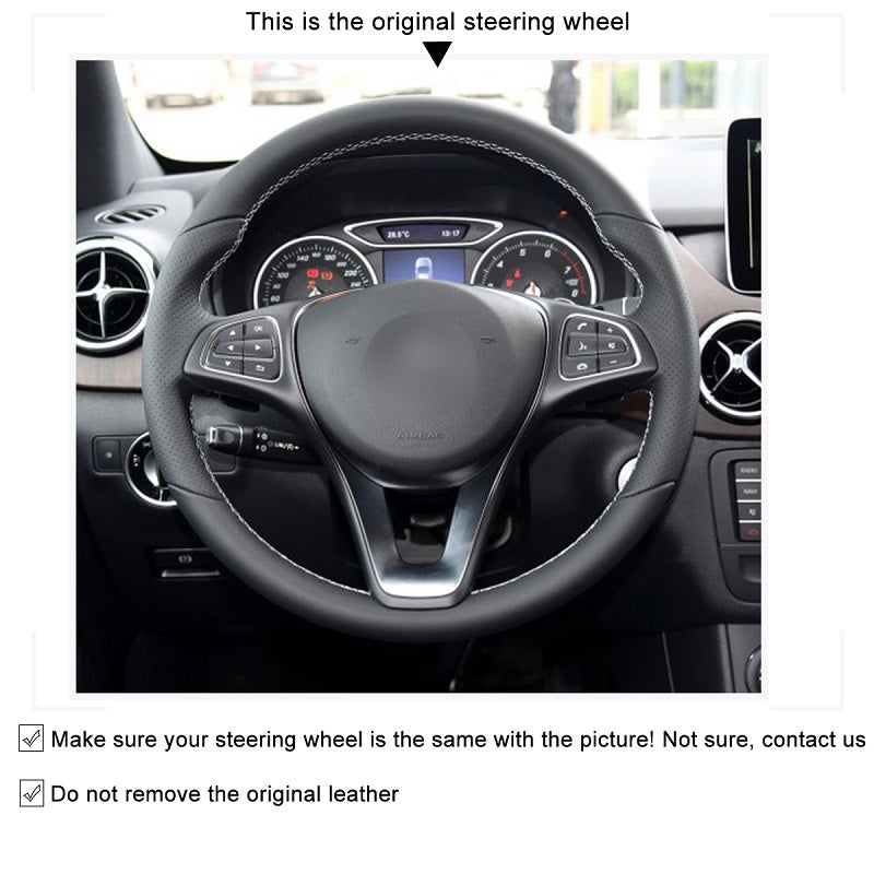 Mewant® Alcantara Autolenkradbezug für Mercedes Benz C-Klasse (W205) CLA-Klasse (C117) CLS-Klasse (C218) E-Klasse (W213) GLA-Klasse (X156) GLC-Klasse (X253/C253) GLE-Klasse (W166) GLS-Klasse (X166) Metris (W447)