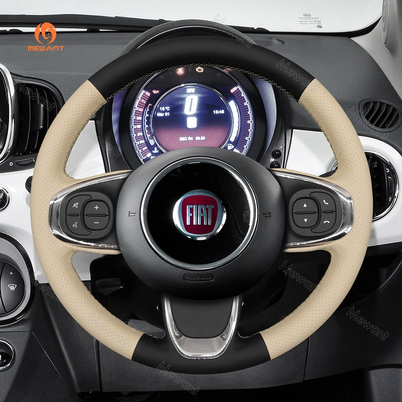 Mewant® Alcantara Car Steering Wheel Cover for Fiat 500 2015-2021 / 500C 2016-2021