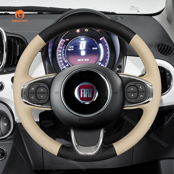Mewant® Alcantara Car Steering Wheel Cover for Fiat 500 2015-2021 / 500C 2016-2021
