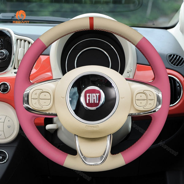 Mewant® Alcantara Car Steering Wheel Cover for Fiat 500 2015-2021 / 500C 2016-2021