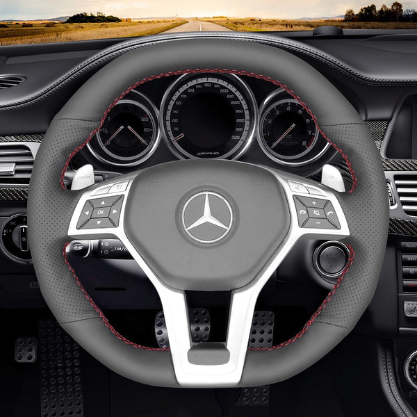 Mewant® Alcantara Car Steering Wheel Cover for AMG C63 W204 CLA45 C117 CLS63 AMG C218 CLS63 S-Model C218 E63 AMG W212 W212 SL63 R231