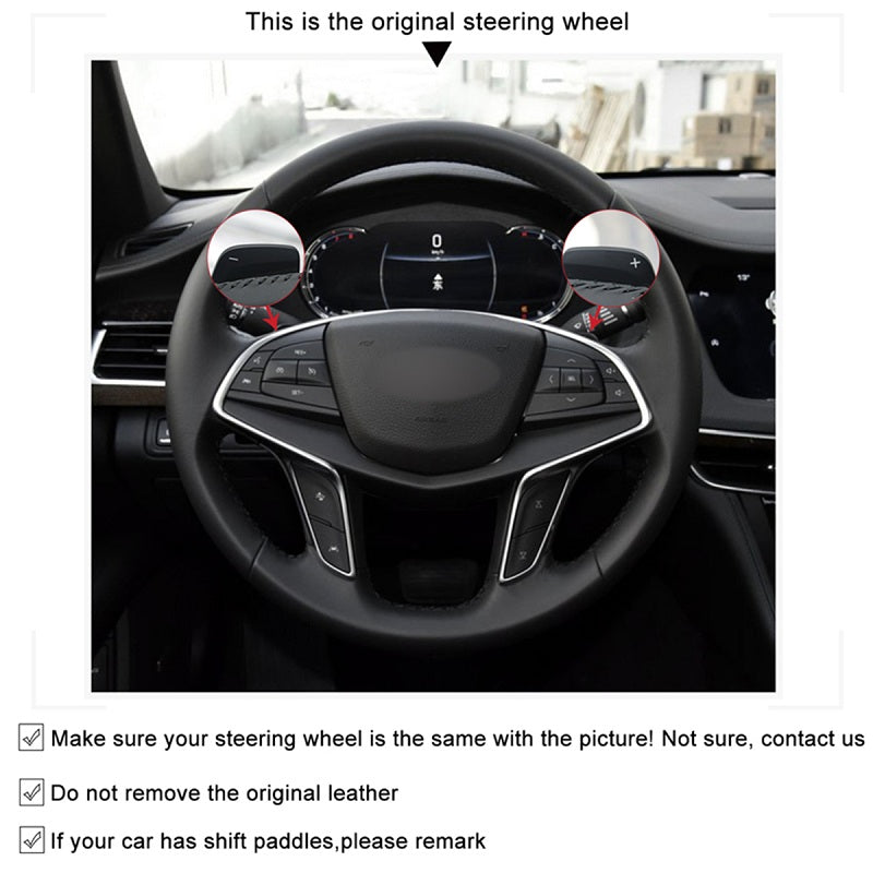 Mewant® Alcantara Car Steering Wheel Cover for Cadillac CT6 2016-2018 XT5 2016-2018