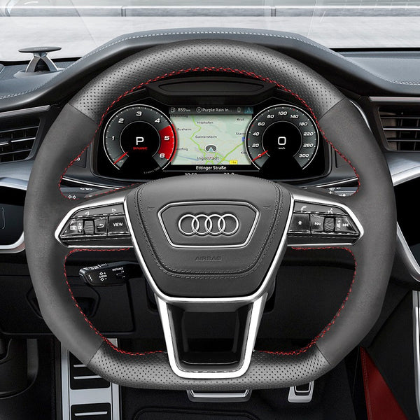 Mewant® Alcantara Car Steering Wheel Cover for Audi A6 A7 S6 S7 RS6 RS7 E-Tron E-Tron S E-tron GT RS E-tron GT